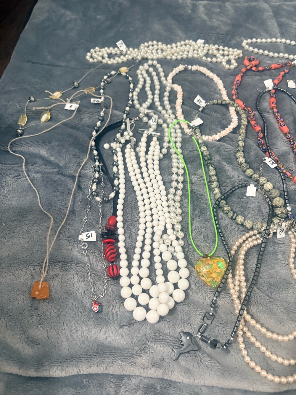 Multi-Strand White Bead Necklace - Women's Fashion Jewelry